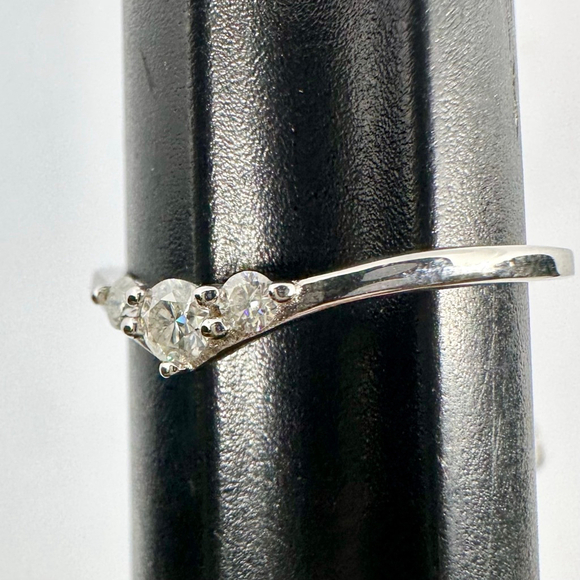 Moissanite Wedding Band Three Stone Anniversary Ring Guard Round GRA Certified - Picture 6 of 15